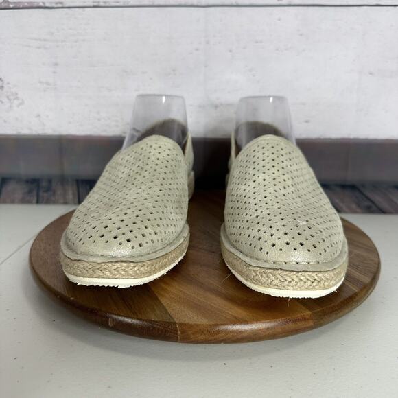 Trask Shoe Womens 9.5 M Paige Espadrilled Jute Metallic Suede Perforated Shimmer - Picture 2 of 12